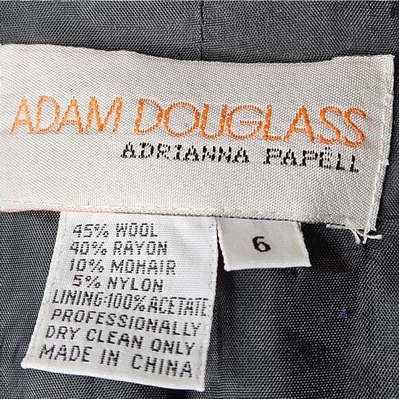 Adam Douglass Adrianna Papell Red Black Color Block Tweed Button Front Blazer - Picture 5 of 14